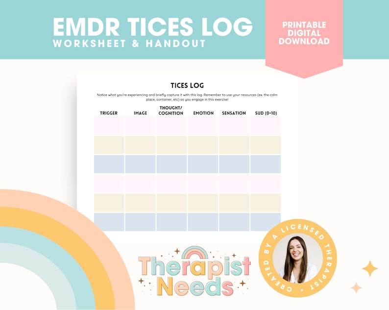 EMDR Worksheet: TICES Log EMDR Tools, Emdr Resources, Emdr Guides