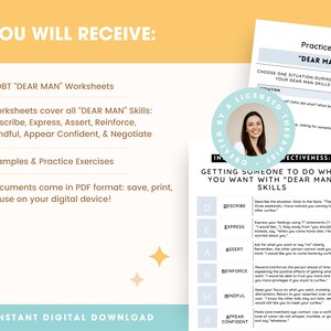 DBT DEAR MAN Skill Training Worksheets &amp; Handouts, Dbt Interpersonal ...