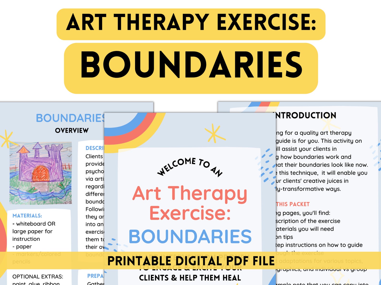 ART THERAPY EXERCISE Boundaries Individual Therapy Etsy