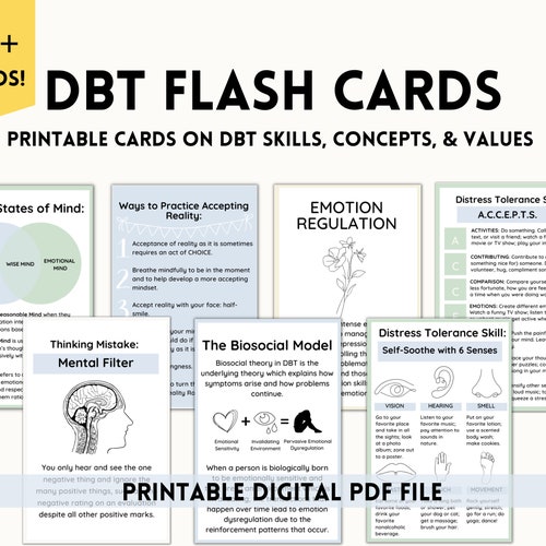 DBT Bundle DBT Flash Cards Therapy Worksheets DBT Skills Etsy