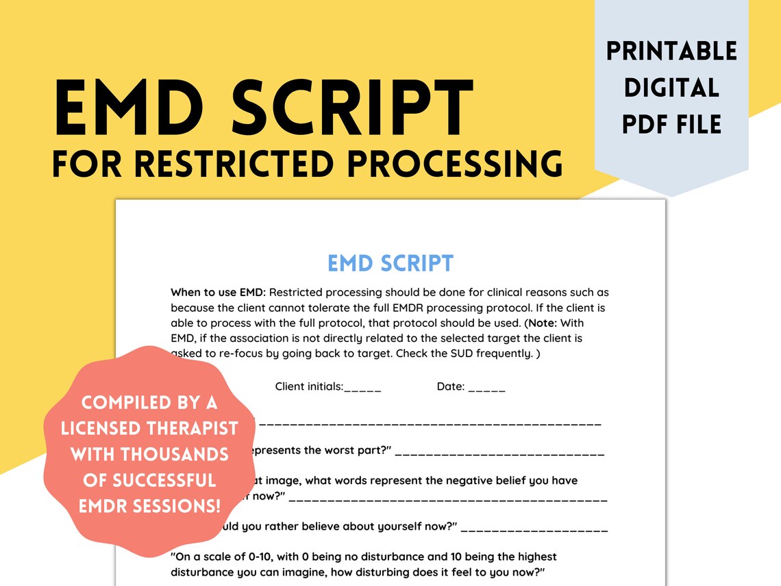 EMDR Script for EMD Emdr Resources Emdr Worksheets Trauma Etsy