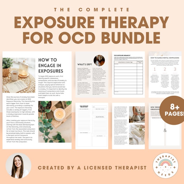 OCD Exposure Therapy Worksheets Bundle! Exposure and Response Prevention ERP Worksheets & Handout for Therapists, Counselors, Social Workers