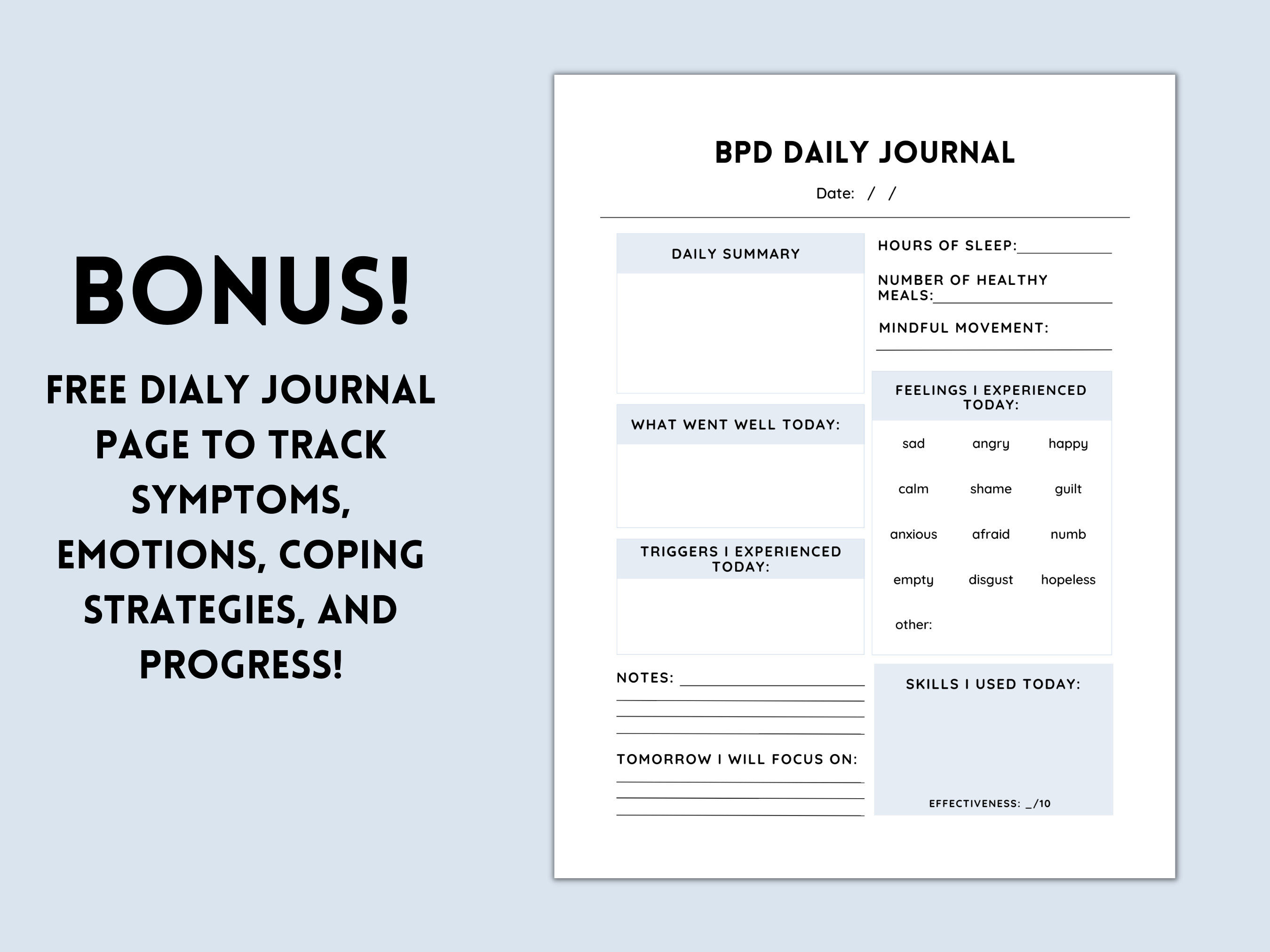 BPD Workbook Borderline Personality Disorder Worksheets - Etsy