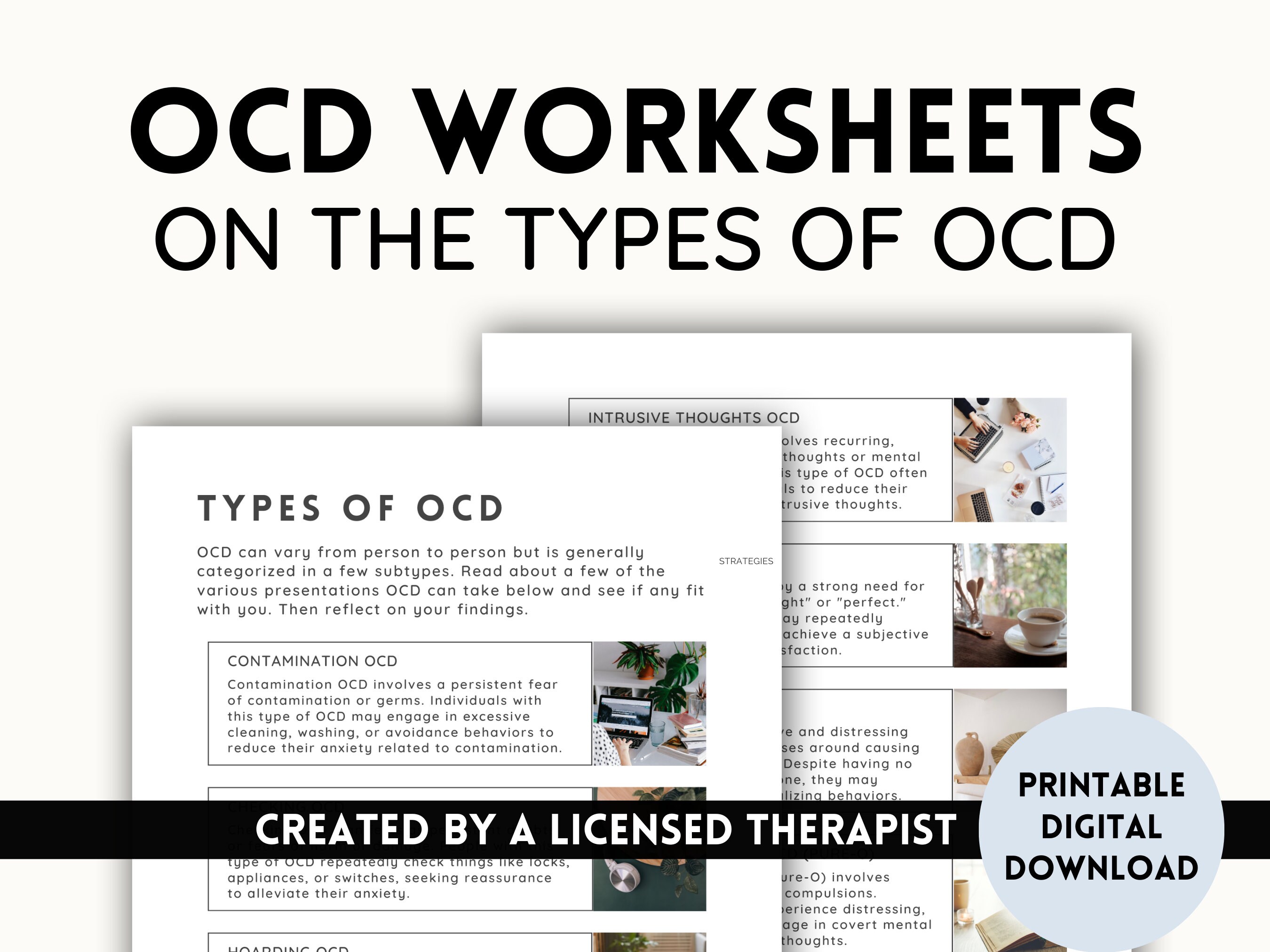 OCD Worksheets on Types of OCD OCD Handouts for Therapists - Etsy