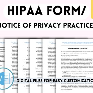 THERAPY HIPAA Form/notice of Privacy Practices Consent for Counselors ...