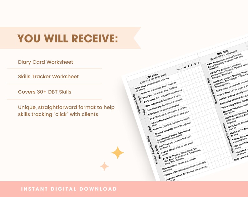 Dbt diary card dbt skills tracker therapy worksheets handouts dbt