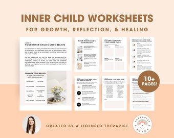Inner Child Worksheets! Worksheets for Healing | Trauma Therapy Worksheets | Shadow Work Counseling | LCSW, LMFT, LPC | Mental Health Gifts
