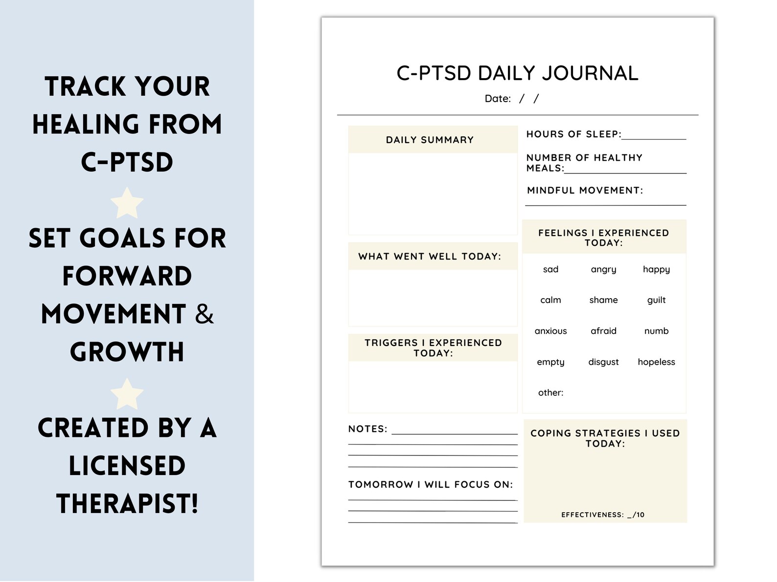C-PTSD Journal: C-PTSD Worksheet, Complex PTSD Counseling, Trauma