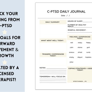 C-PTSD Journal: C-PTSD Worksheet, Complex PTSD Counseling, Trauma