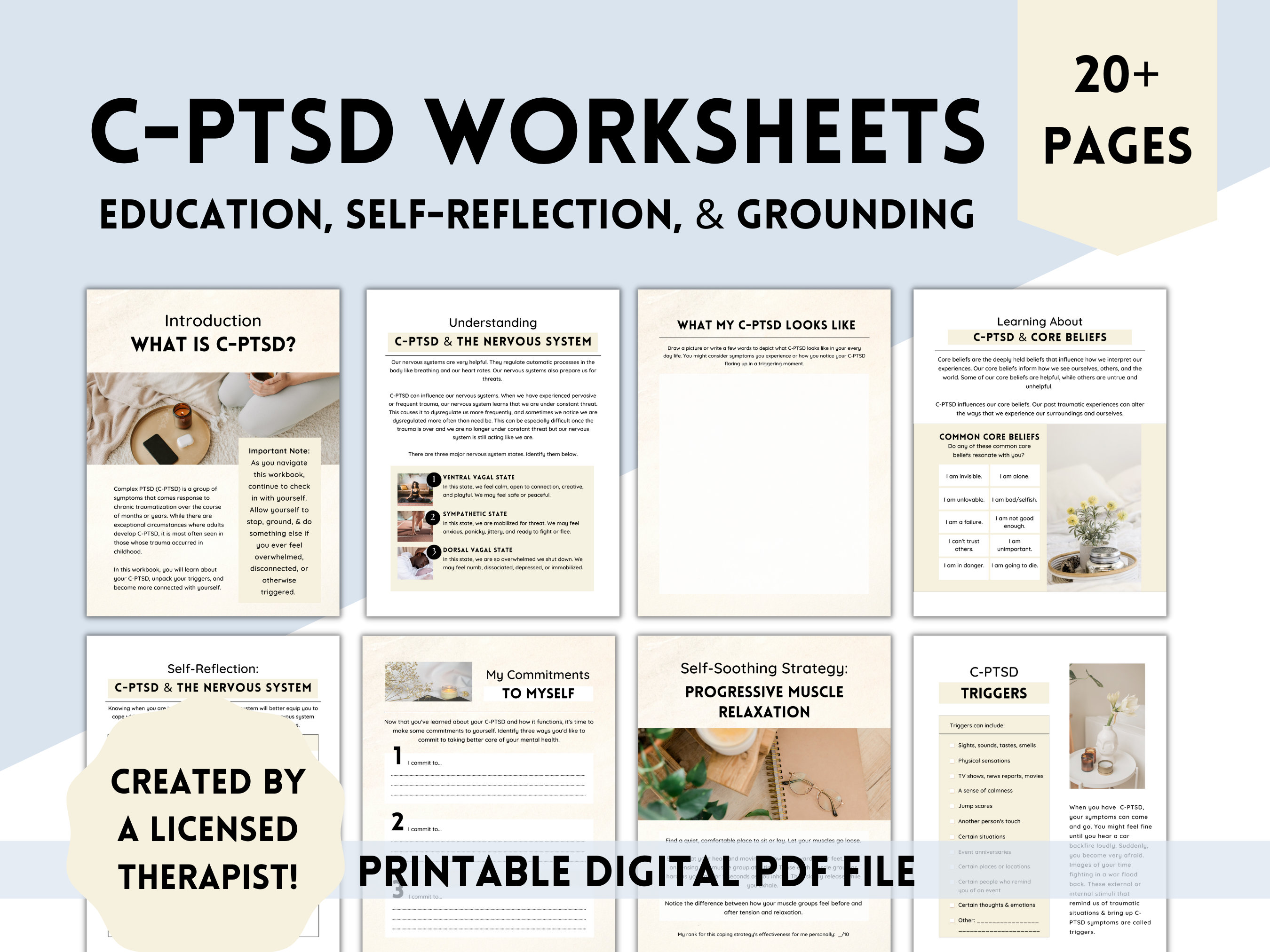 CPTSD Worksheets Trauma Therapy Bundle Complex PTSD Etsy