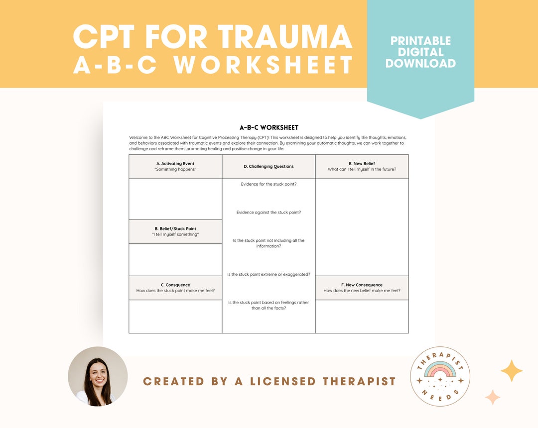 ABC Worksheet: CPT for Trauma Tools & Handouts for Stuck Points