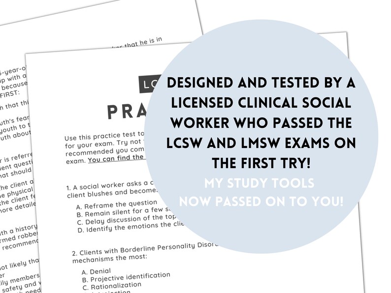 LCSW & LMSW Exam Practice Test Study Guide Tool to Ace Your Etsy
