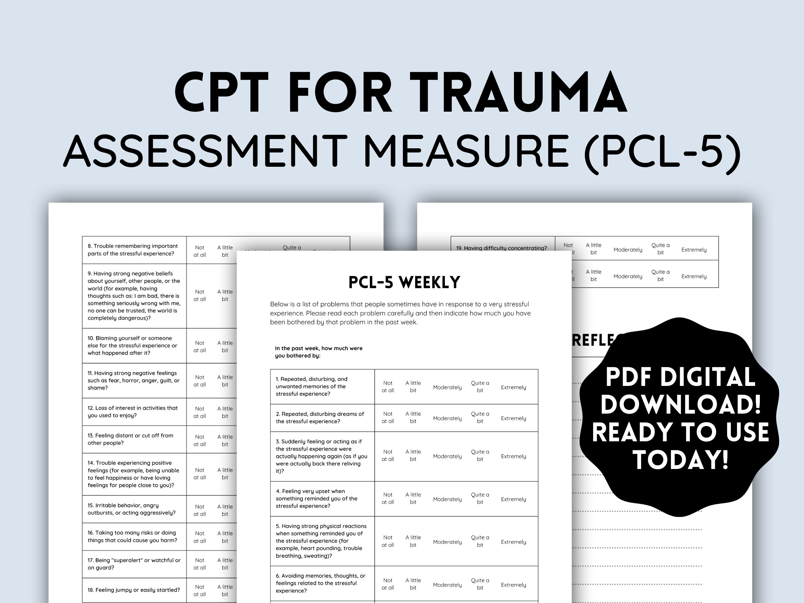 CPT for Trauma Assessment Measurement Tool: PCL-5 Cognitive - Etsy