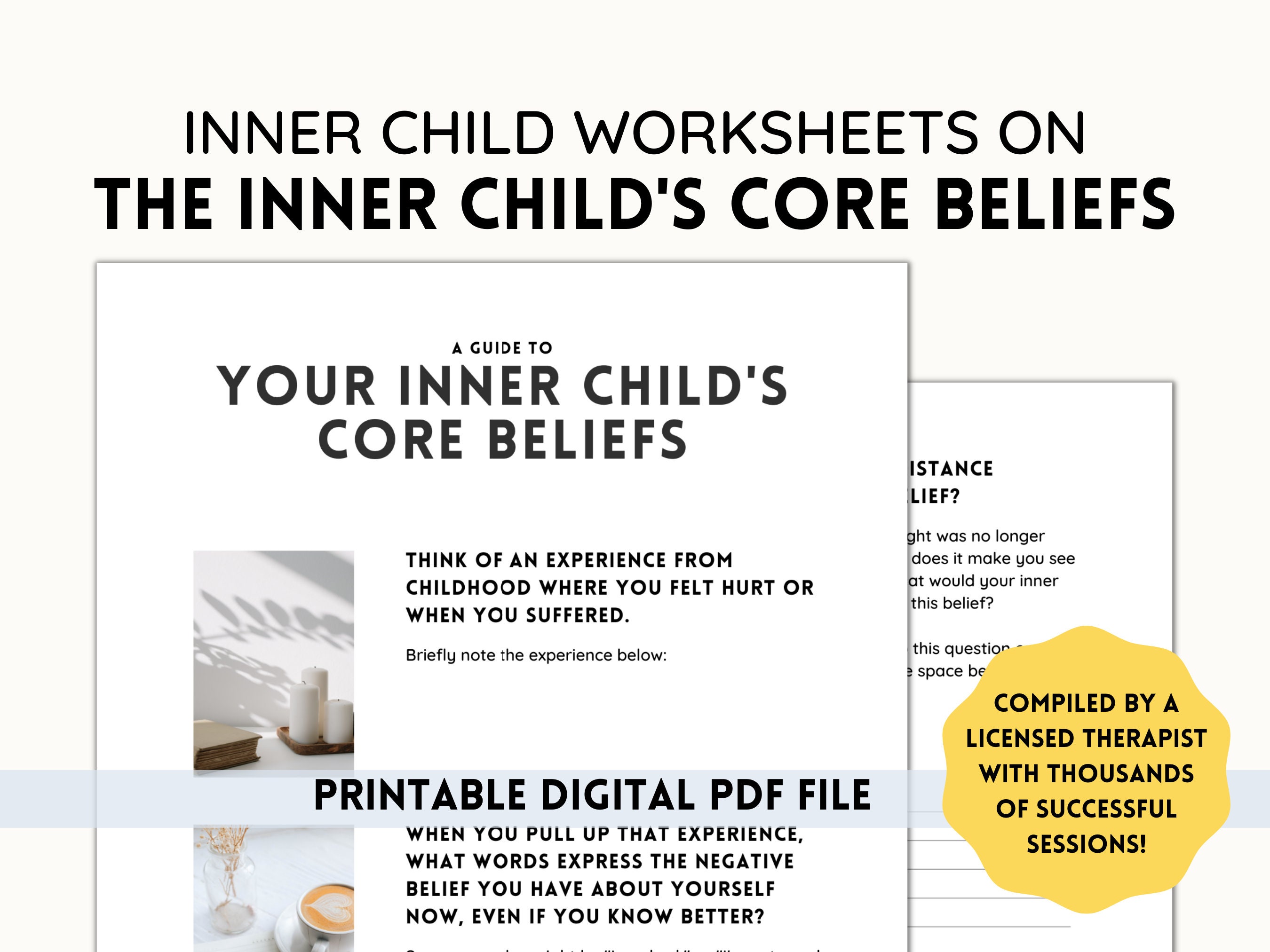 Inner Child Worksheet on Core Beliefs Inner Child Healing Shadow Work