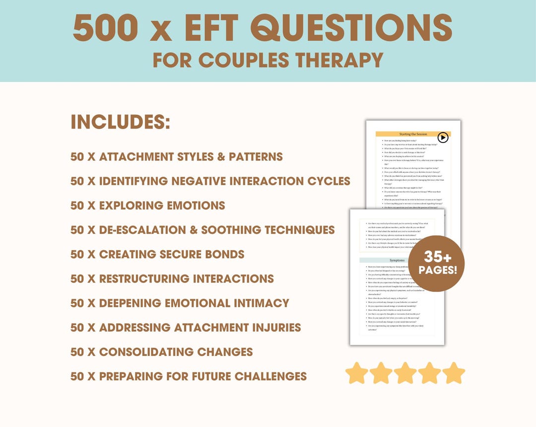 EFT Couples Therapy Questions 500 Emotionally Focused Therapy Interventions, EFT Worksheets