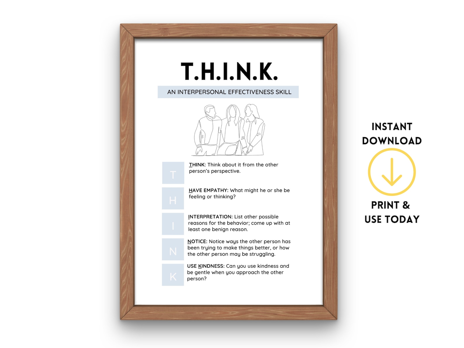 dbt-poster-think-skills-therapist-office-decor-counselor-office-sign