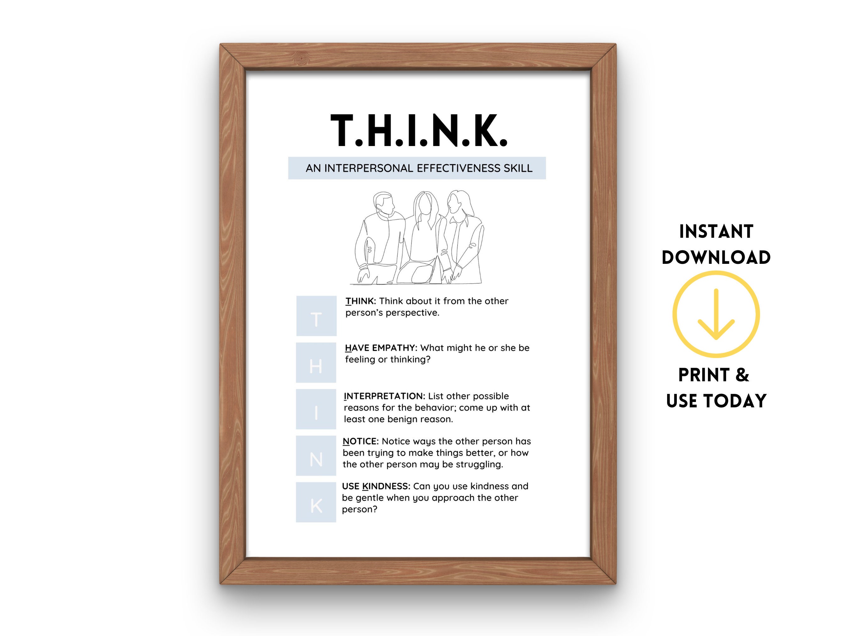 dbt-poster-think-skills-therapist-office-decor-counselor-office-sign