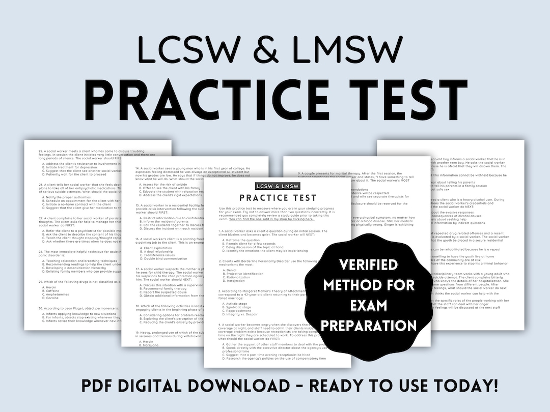 LCSW & LMSW Exam Practice Test Study Guide Tool to Ace Your Etsy