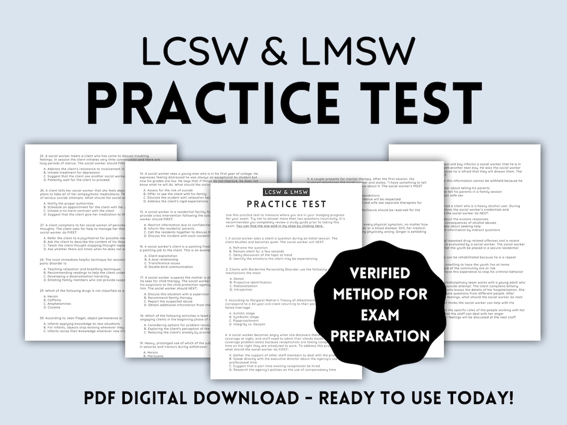 LCSW & LMSW Exam Practice Test Study Guide Tool to Ace Your - Etsy