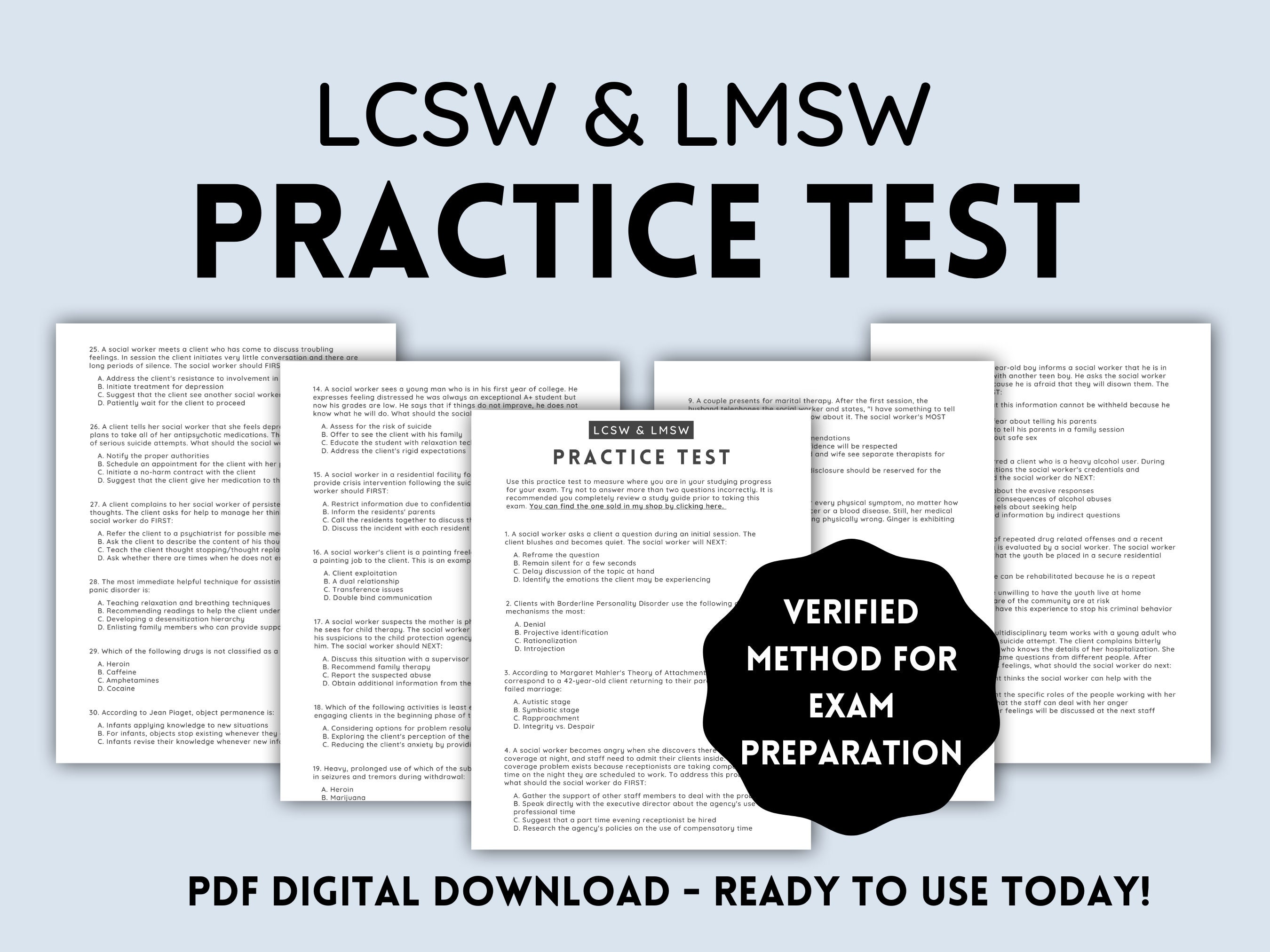 LCSW & LMSW Exam Practice Test Study Guide Tool to Ace Your Etsy