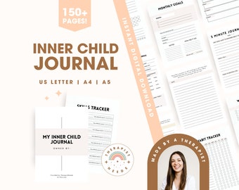 Inner Child Journal! Worksheets & Journal Prompts for Healing | Therapy Worksheets | Shadow Work Counseling | Mental Health | PDF Download