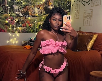Island Girl | Crochet Ruffle Bikini Set