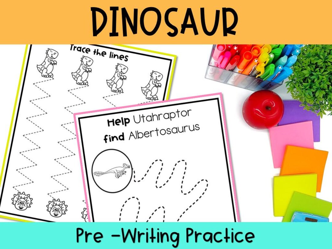 Dinosaur Prewriting Workbook Printable | Fine Motor Tracing Worksheets ...