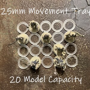 25mm Miniature Wargame Movement Tray featuring a 12-model capacity and 1 formation option, including line formation. Suitable for use with Warhammer 40k, Warhammer Age of Sigmar, and other miniature games.