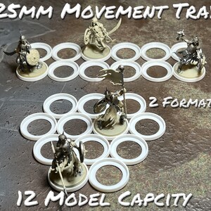 25mm Miniature Wargame Movement Tray featuring a 12-model capacity and 2 formation options, including line and group. Suitable for use with Warhammer 40k, Warhammer Age of Sigmar, and other miniature games.