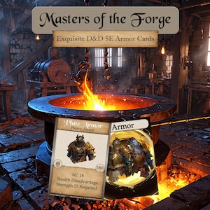 Maestros de la Forja: Exquisitas Cartas de Armadura | Accesorio para el DM | Descarga Instantánea/Impresión | Dungeons & Dragons 5e