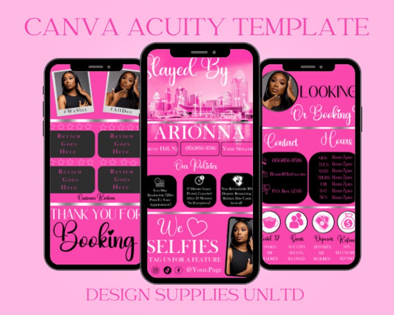 Beauty Hair & Lash Acuity Booking Site Canva Templates DIY Etsy