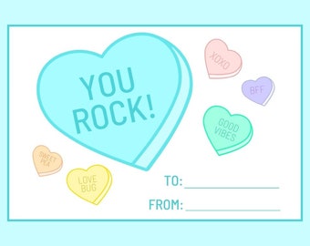 You Rock, Valentine! Classroom valentine, valentine card, valentines day, kids valentine, digital valentine, printable valentine card