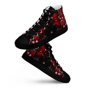 Red Black - Sustainably Made Men's High Top Canvas Shoes main image 1