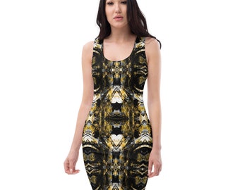 Bodycon dress gold and black dress, sleeveless dress, evening gown, party dress for special occasions
