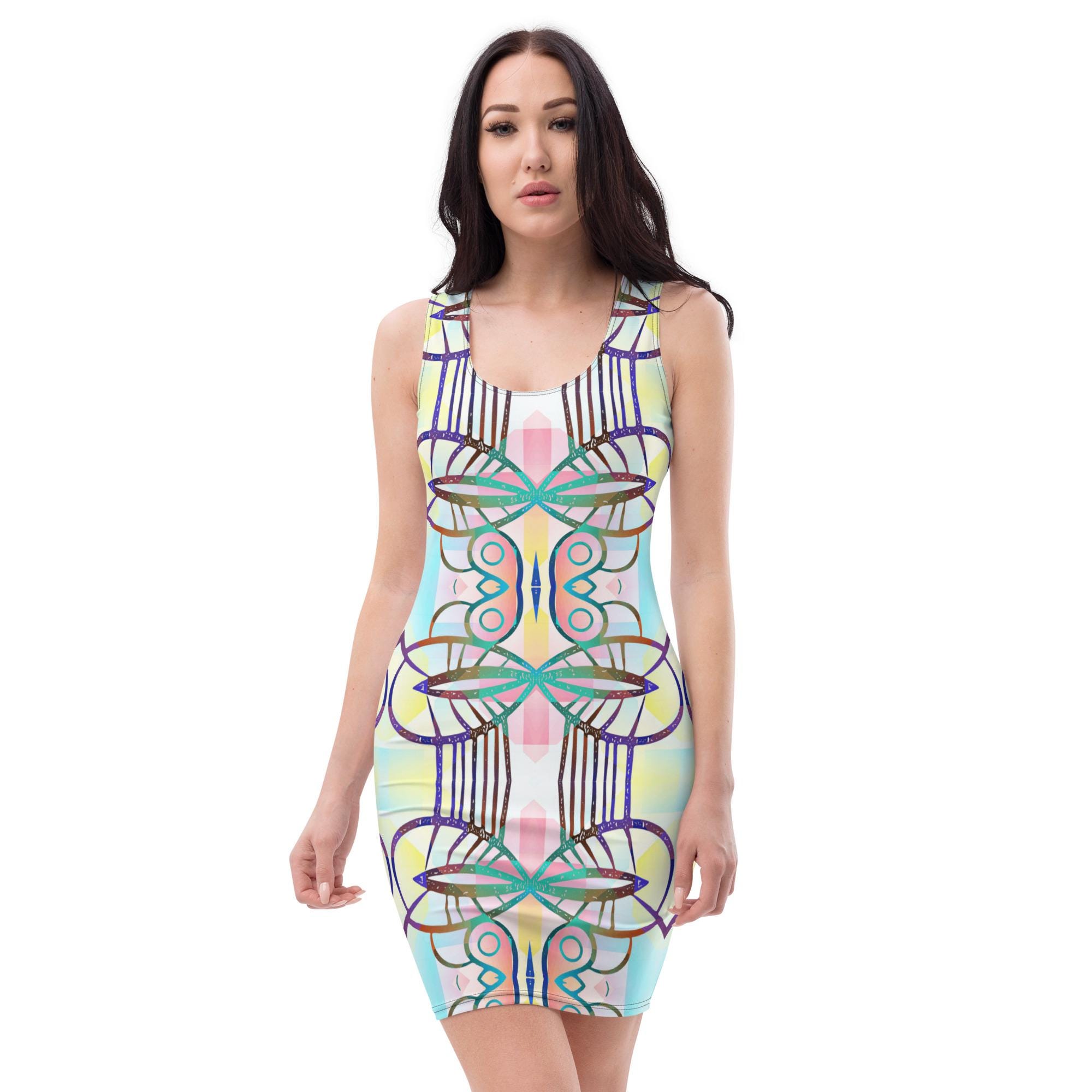 bodycon graphic dress Printed Bodycon Dress: Stretchy Slim Fit Party Dress