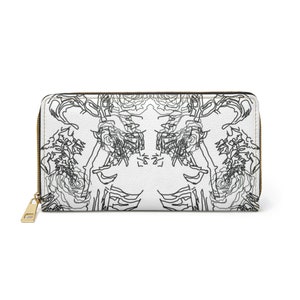 Psychedelic Rose printed Zipper Wallet, Checkbook Wallet Top Grain Leather, Lightweight Women Wallet with Coin and Credit Card Slots