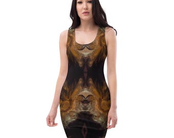 Painted Gold Abstract / Tank Dress/ Gold Dress / Bodycon / LBD - Etsy