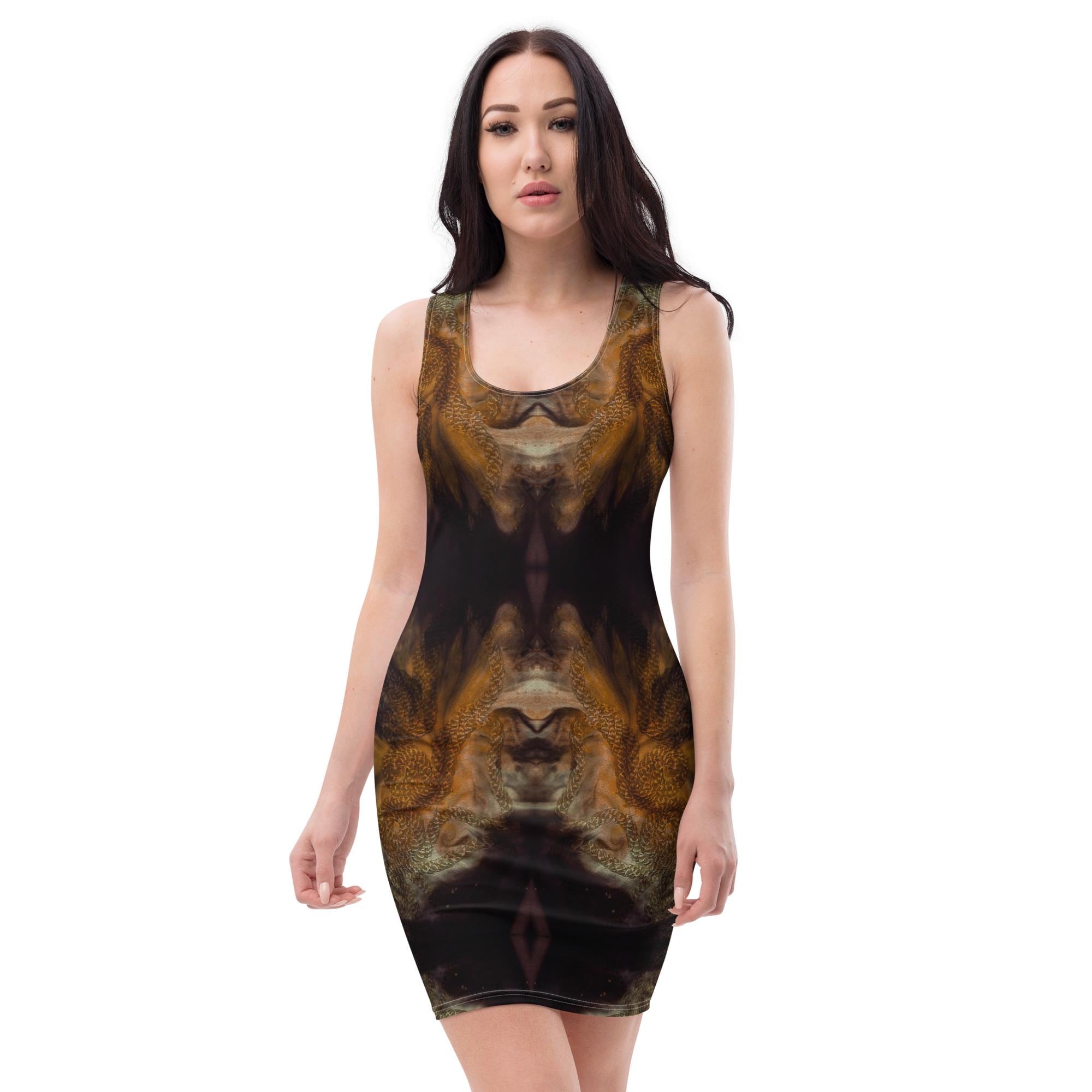 bodycon black and gold dress Abstract Print Kaia Gerber & Cindy Sophiel occasion Belt Size:38 The fabric weight of