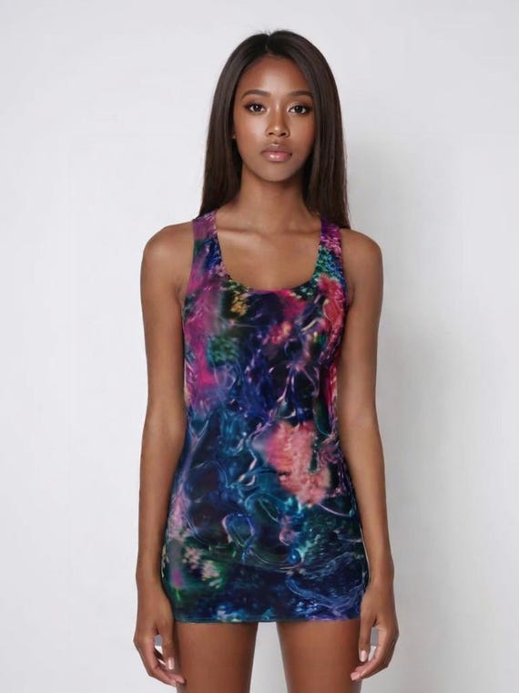 bodycon racerback dress Colorful Abstract Dress: Fitted Polyester size:XLARGE The defining design details dress long sleeve mini DIY Katy Perry Costume: