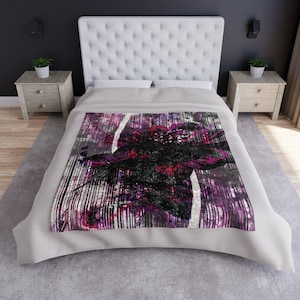 Crushed Velvet Blanket- rose blanket| pink and black blanket| unique bedroom Blanket| rose gift| house warming gift| simple house gift