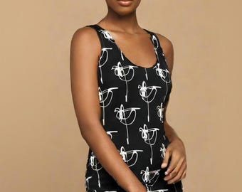 Abstract Print Bodycon Dress - Sleeveless, Elegant Evening Wear
