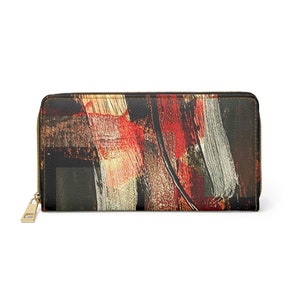 Cartera de cuero de grano superior hecha a mano, cartera con cremallera personalizada, billetera de chequera de calidad, billetera liviana para mujer con ranuras compatibles con teléfono.