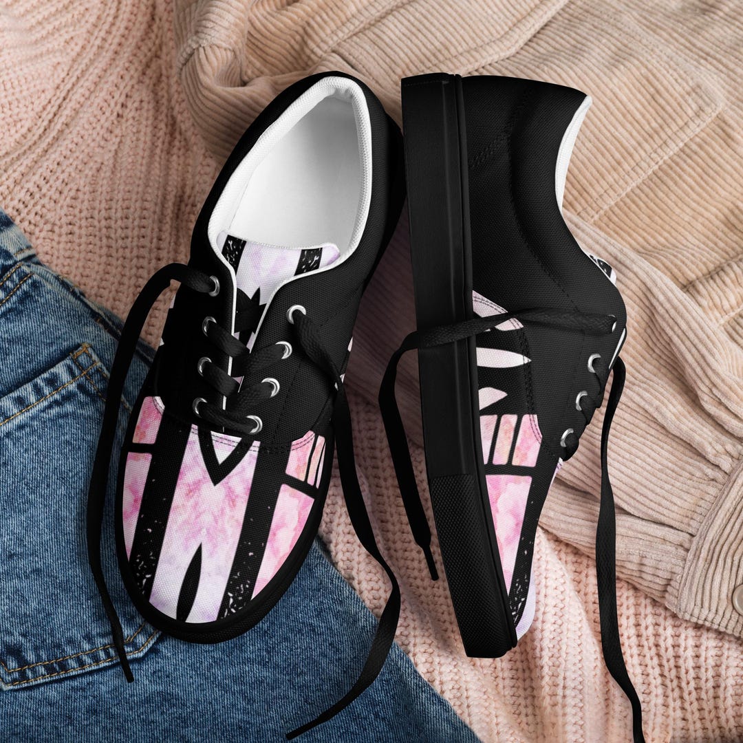 Gray and turquoise women’s laced canvas shoes. main image 1