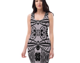 blue polka dot bodycon dress Maneater Wiggle Dress in Sunset Blue Polka Dot main image 0