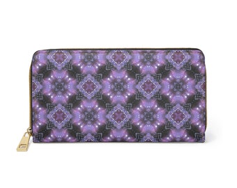 Zipper Wallet- purple galaxy batik print