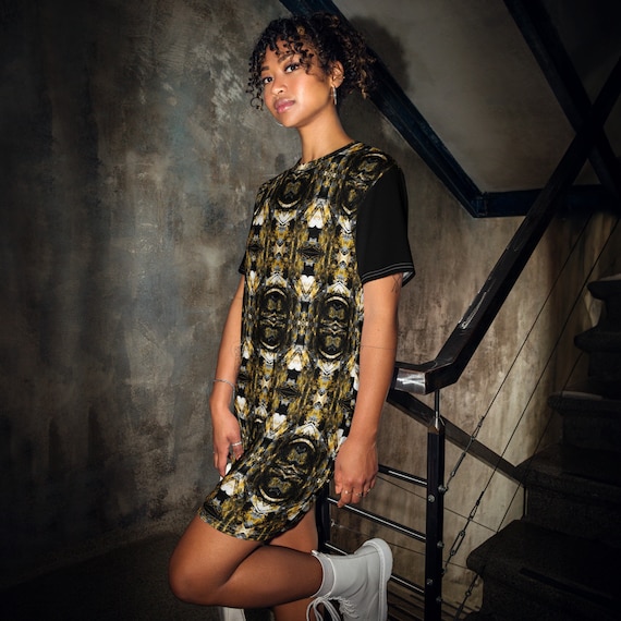 Gold and black casual dress online