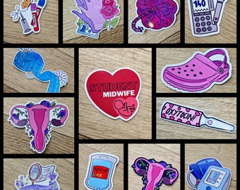 Midwifery inspired stickers! Student midwife bundle! Scrapbook stickers! Laptop decal stickers!