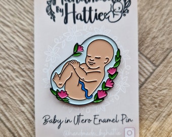 Midwife enamel pin badge. Baby in utero pin badge. Student midwife accessory. Pregnancy pin.