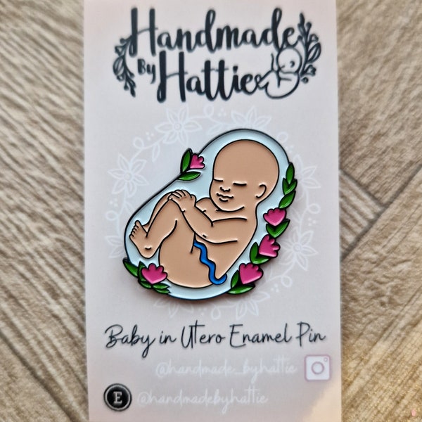 Midwife enamel pin badge. Baby in utero pin badge. Student midwife accessory. Pregnancy pin.