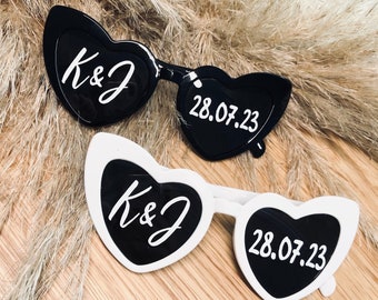 Personalized heart sunglasses. Your love in the sunlight/eye-catcher/party glasses/heart sunglasses/photo box/glasses for your wedding